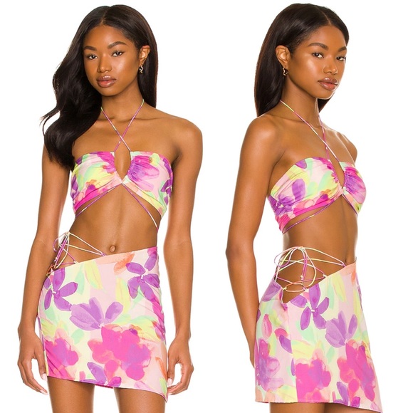 For Love & Lemons Floral Lace Mini Skirt - Women's M